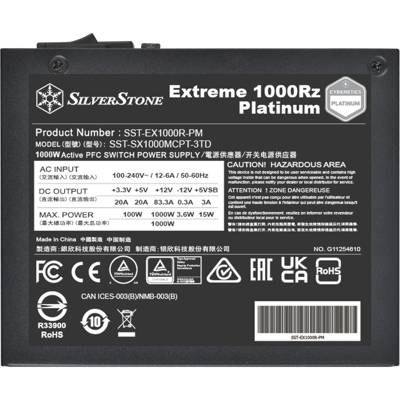 Afbeelding laden in galerijviewer, Silverstone extreme 1000rz platinum modulaire 1000 watt voeding (zwart, 1x 12v-2x6, 4x pcie)
