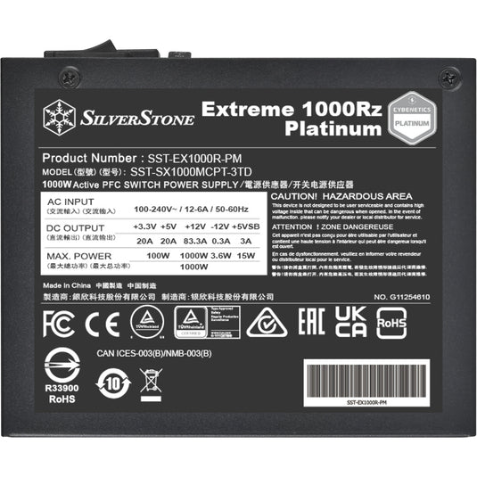 Silverstone extreme 1000rz platinum modulaire 1000 watt voeding (zwart, 1x 12v-2x6, 4x pcie)