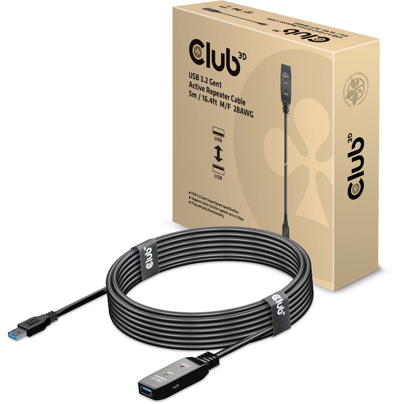 Afbeelding laden in galerijviewer, Club 3d usb 3.2 gen1 actieve repeaterkabel (zwart, 5 meter)
