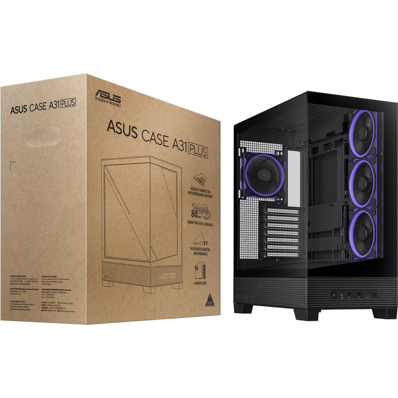 Afbeelding laden in galerijviewer, Asus a31 plus midi tower behuizing (zwart | 2x usb-a | 2x usb-c | tempered glass)
