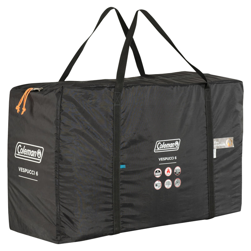 Afbeelding laden in galerijviewer, Coleman vespucci 6 tent - 6 persoons tunneltent – uv guard spf50 zonbescherming – ventilatie – geïntegreerd grondzeil - grijs blauw
