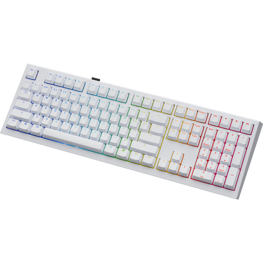 Ducky one x wireless rgb mechanisch toetsenbord (wit, us lay-out (qwerty), inductive, 100%, hot-swappable, pbt, 2.4 ghz | bluetooth | usb-c)