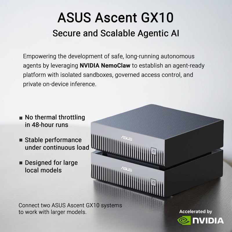Afbeelding laden in galerijviewer, Asus ascent gx10 arm v9.2-a 128 1 mini-pc (donkergrijs | nvidia gb10 grace blackwell | dgx spark | nvlink-c2c | 128 gb | 1 tb ssd)
