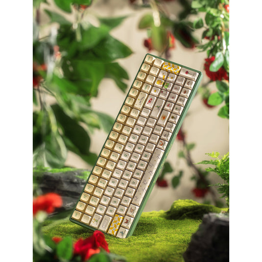 Iqunix f97 floral date rgb mechanisch gaming toetsenbord (groen, us lay-out (qwerty), iqunix little prince, 96%, rgb leds, hot-swappable, pbt, 2.4ghz | bluetooth 5.1 | usb-c)