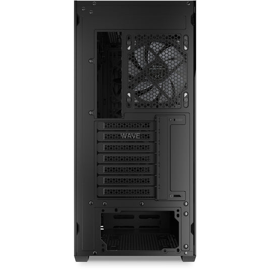 Sharkoon ak4w rgb strip midi tower behuizing (zwart | 2x usb-a | 1x usb-c | rgb | tempered glass)