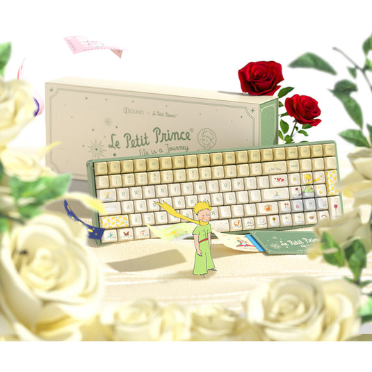 Iqunix f97 floral date rgb mechanisch gaming toetsenbord (groen, us lay-out (qwerty), gateron red, 96%, rgb leds, hot-swappable, pbt, 2.4ghz | bluetooth 5.1 | usb-c)