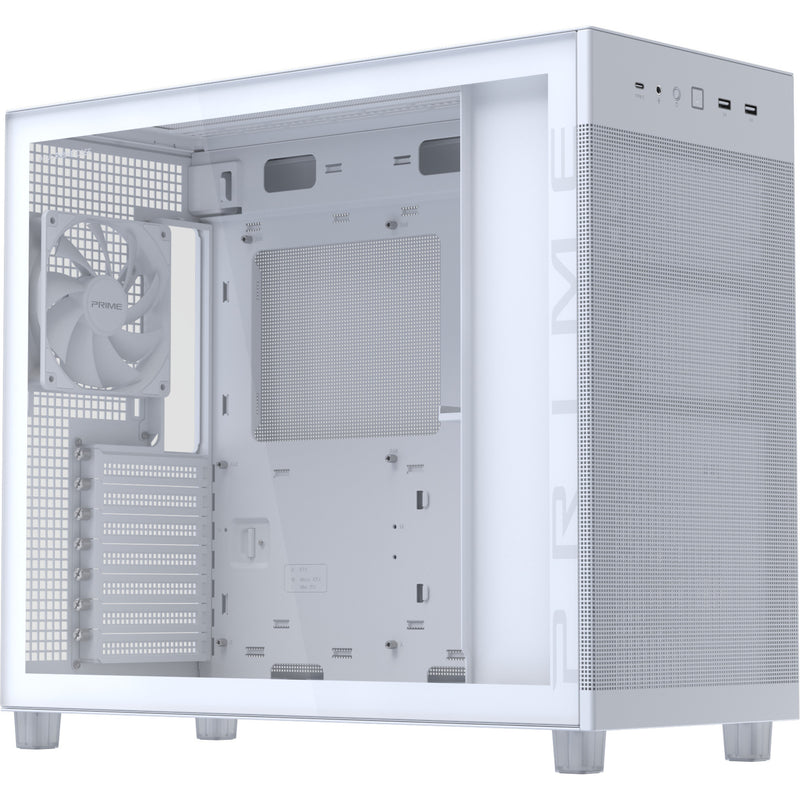 Afbeelding laden in galerijviewer, Asus prime ap303 - tempered glass panel midi tower behuizing (wit | 2x usb-a | 1x usb-c | tempered glass)
