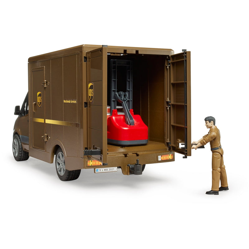 Afbeelding laden in galerijviewer, Bruder mb sprinter ups met chauffeur en toebehoren modelvoertuig (02678)
