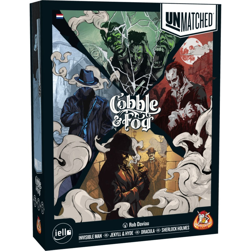 Afbeelding laden in galerijviewer, White goblin games unmatched: cobble fog bordspel (nederlands, 2 - 4 spelers, 20 minuten, vanaf 10 jaar)

