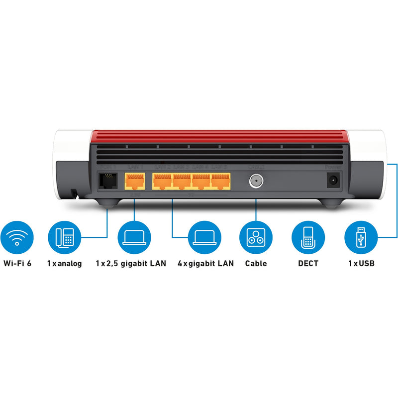 Afbeelding laden in galerijviewer, Fritz! box 6660 cable international router (wit rood, mesh wi-fi)
