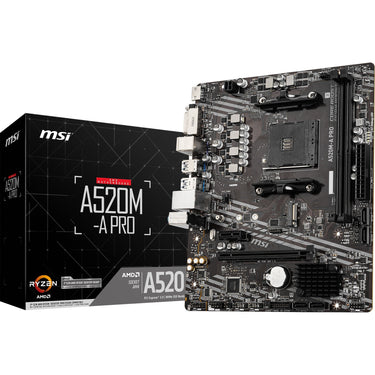 Msi a520m-a pro socket am4 moederbord (zwart grijs, raid, gb-lan, sound, µatx)