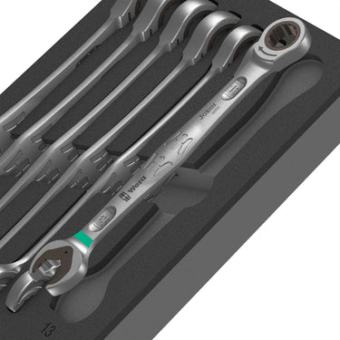 Wera zelfaanpassende steeksleutel 6000 joker set 1 gereedschapsset (zwart grijs, combinatie ratelsleutelset, in schuimrubberen inzet voor werkplaatswagen)