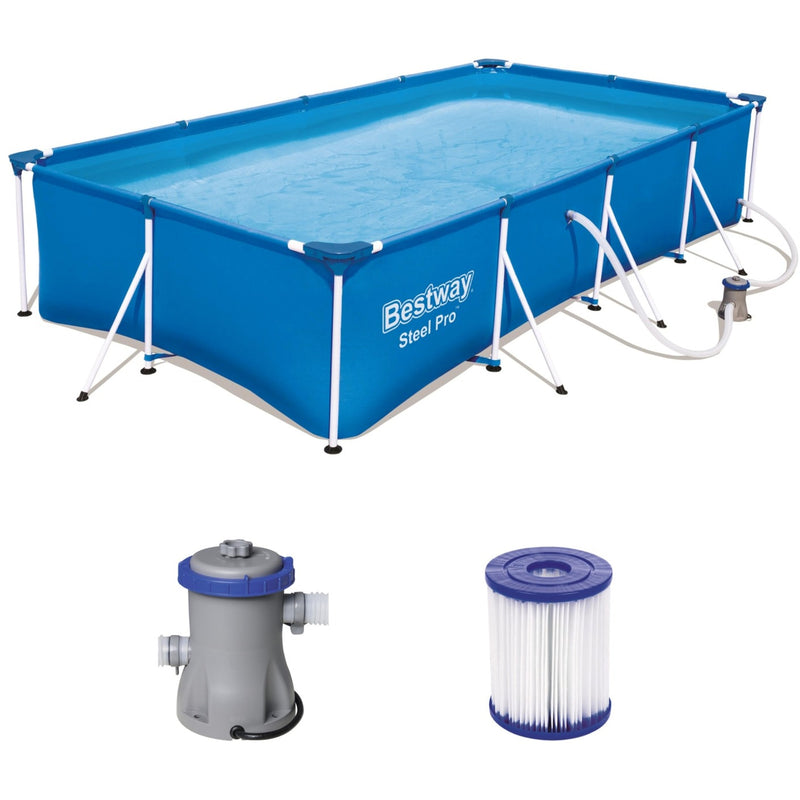 Afbeelding laden in galerijviewer, Bestway steel pro frame pool set zwembad (blauw, 400cm x 211cm x 81cm, incl. filterpomp)
