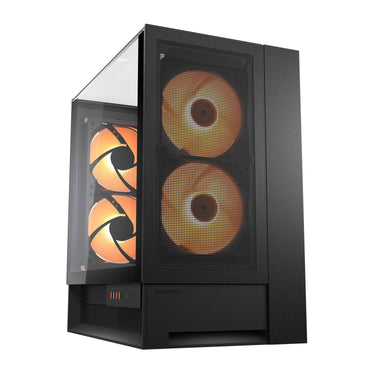 Cougar omnyx midi tower behuizing (zwart | 4x usb-a | 2x usb-c | tempered glass)