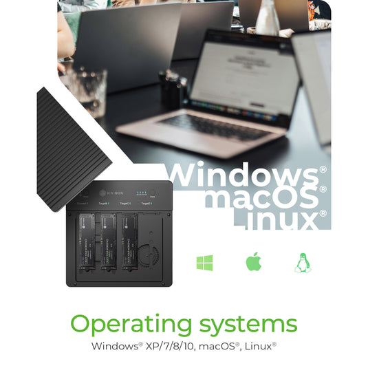 Icy box ib-4013mcl-c4 4-bays usb4® duplicator (1:3 klonen) dockingstation (zwart)