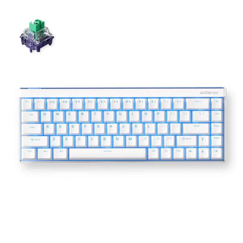 Afbeelding laden in galerijviewer, Mchose ace 68 air hall effect magnetic switch gaming keyboard (wit, us lay-out (qwerty), kailh magnetic god, 65%, rgb, hot swap, pbt keycaps, usb-c, hall effect sensor)
