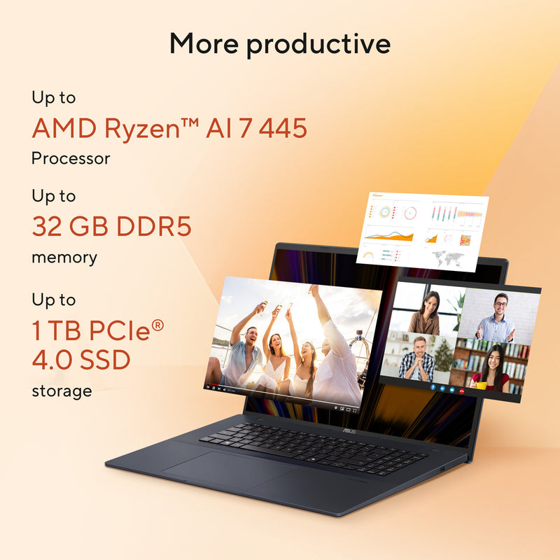 Afbeelding laden in galerijviewer, Asus vivobook 18 m1807ga-s8004w 18 laptop (blauw | ryzen ai 7 445 | radeon 840m | 32 gb | 1 tb ssd)
