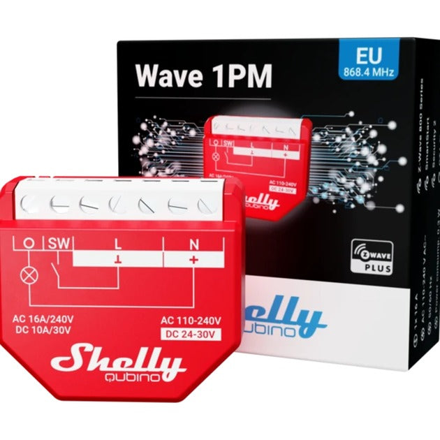Afbeelding laden in galerijviewer, Shelly qubino wave 1 pm relais (rood, 1-kanaals, z-wave)
