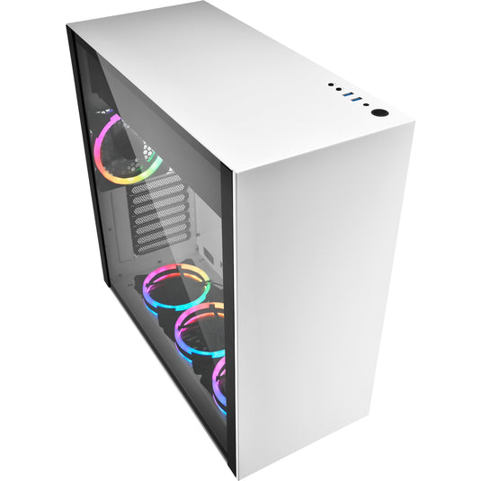 Sharkoon pure steel rgb midi tower behuizing (wit | 2x usb-a | rgb | tempered glass)