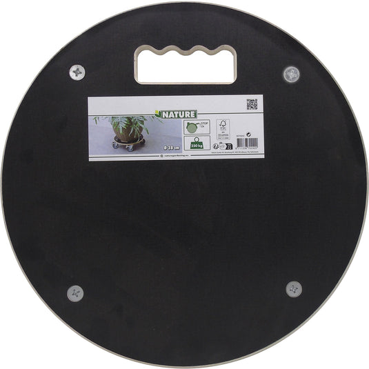 Nature planttrolley rond rolplank (zwart)