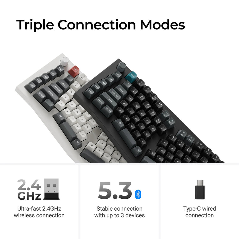 Afbeelding laden in galerijviewer, Keychron q13 ultra-m1 8k wireless custom mechanical keyboard (zwart, us lay-out (qwerty), silk pom red, 96%, rgb, hot swap, 8k, 2.4 ghz | bluetooth 5.2 | usb-c)
