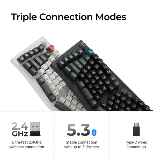Keychron q13 ultra-m1 8k wireless custom mechanical keyboard (zwart, us lay-out (qwerty), silk pom red, 96%, rgb, hot swap, 8k, 2.4 ghz | bluetooth 5.2 | usb-c)