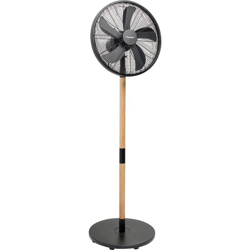 Afbeelding laden in galerijviewer, Bestron dfs45wb design statiefventilator (zwart houtkleur, ø 45 cm | stijlvol hout desgin)
