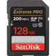 Sandisk extreme pro 128 gb sdxc geheugenkaart (zwart, uhs-i, class 10, u3, v30)
