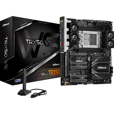 Asrock trx50 ws socket str5 moederbord (zwart, raid, 2,5gb-lan, wlan, bt, sound, atx)