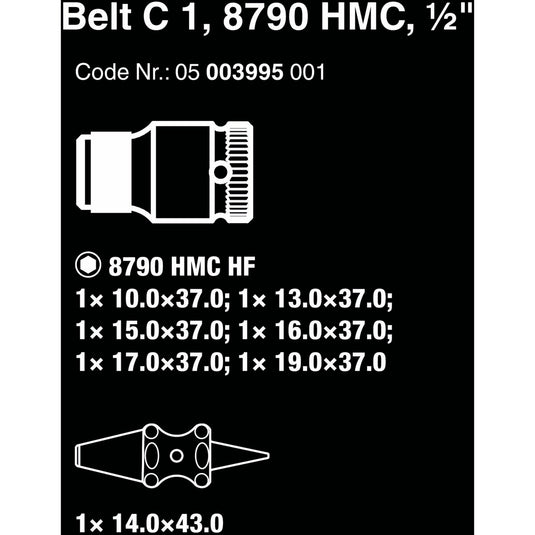 Wera belt c 1 zyklop doppenset, 1 2 dopsleutel (zwart, 7-delig, met vasthoudfunctie)