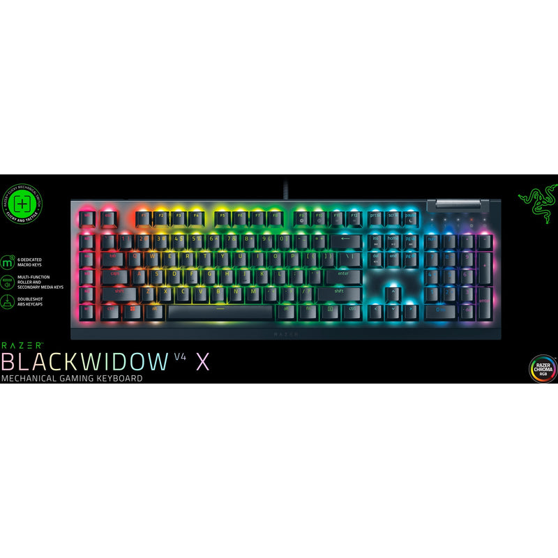 Afbeelding laden in galerijviewer, Razer blackwidow v4 x, gaming toetsenbord (zwart, us lay-out, green, rgb leds, doubleshot abs)
