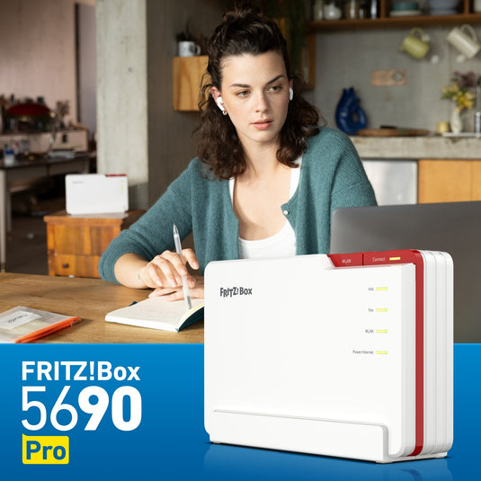 Fritz! box 5690 pro edition international router (wit rood, mesh wi-fi)