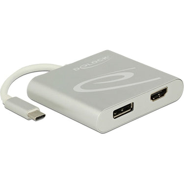 Delock usb-c > 1x hdmi + 1x displayport adapter (zilver, 0,1 meter, 4k)