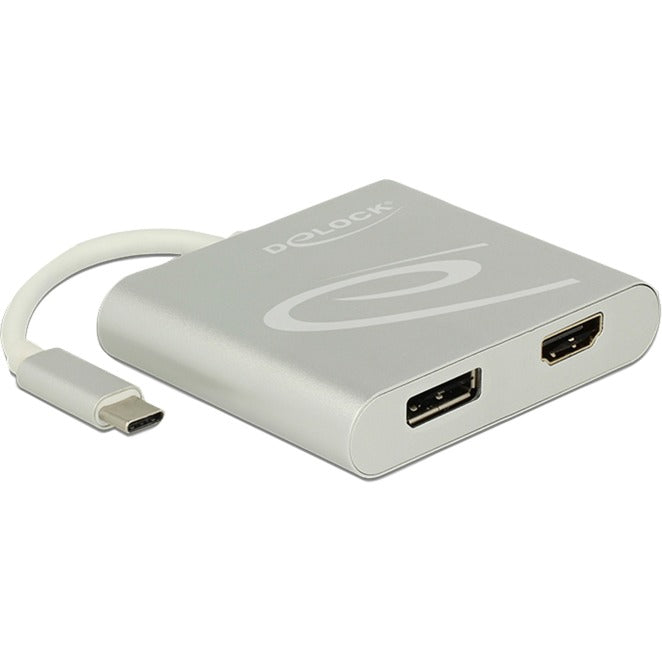 Afbeelding laden in galerijviewer, Delock usb-c > 1x hdmi + 1x displayport adapter (zilver, 0,1 meter, 4k)

