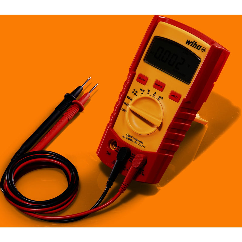 Afbeelding laden in galerijviewer, Wiha digitale multimeter tot 600 v ac, cat iv meetapparaat (rood geel)
