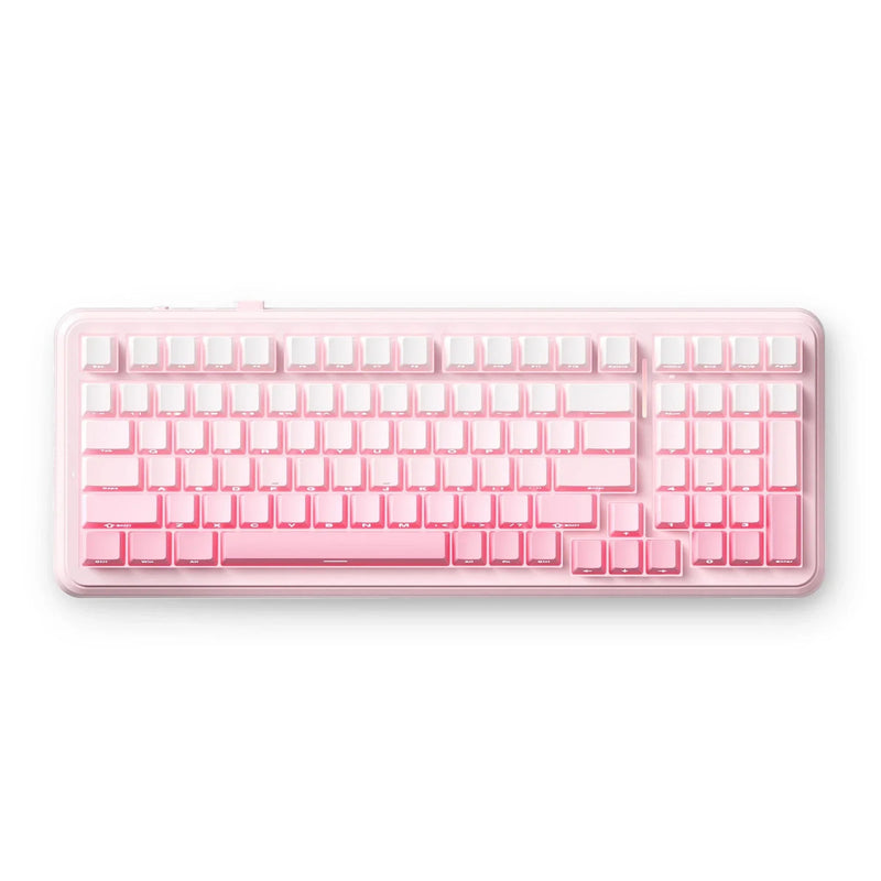 Afbeelding laden in galerijviewer, Mchose k99 v2 wireless gasket mount mechanical keyboard (lichtroze, us lay-out (qwerty), kailh box icy creamsicle, 99%, rgb, pbt keycaps, hot-swap, 2.4 ghz | bluetooth | usb-c)
