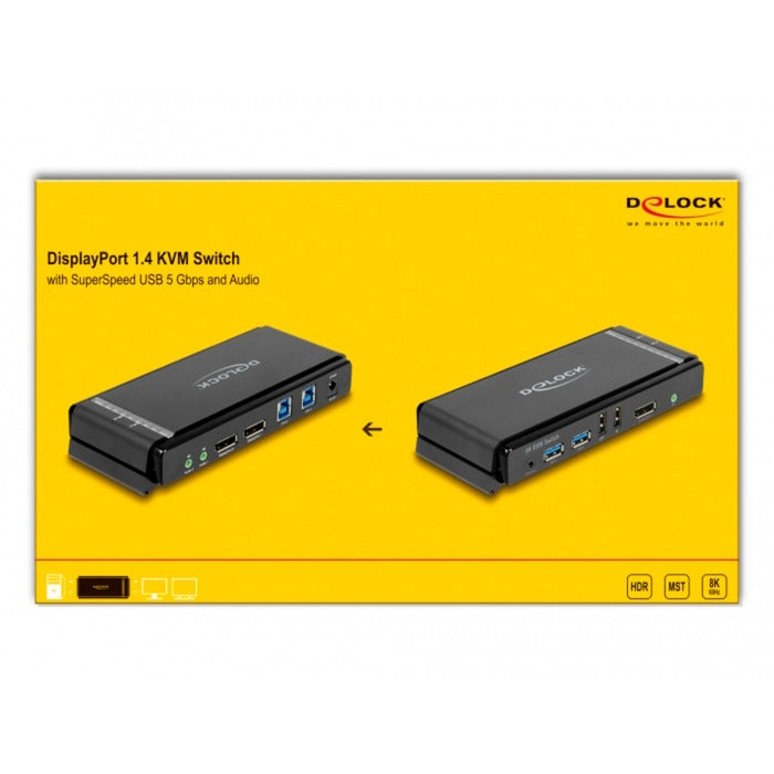 Afbeelding laden in galerijviewer, Delock displayport 1.4 8k kvm-switch (grijs zwart)
