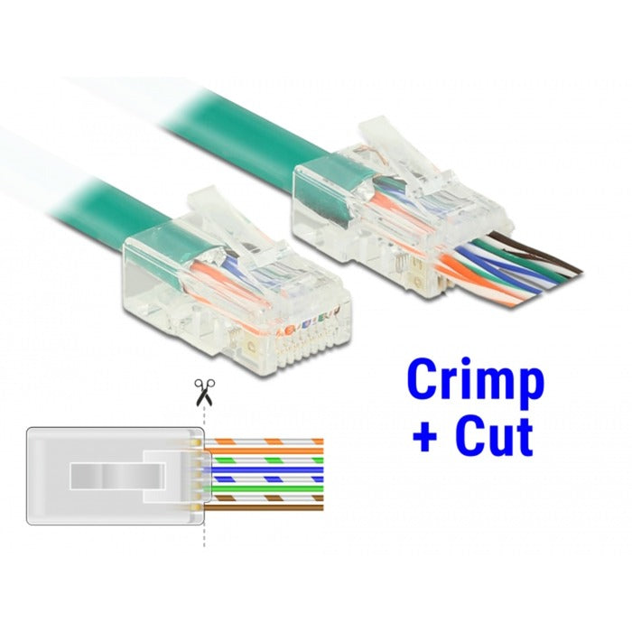 Afbeelding laden in galerijviewer, Delock rj45 crimp+cut plug cat.6 utp stekker (transparant, 20 stuks)
