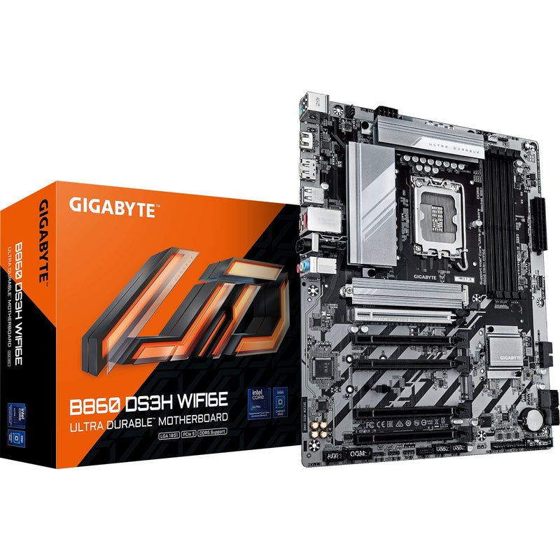 Afbeelding laden in galerijviewer, Gigabyte b860 ds3h wifi6e socket 1851 moederbord (zilver zwart, raid, 2.5gb-lan, wi-fi 6e, bt, sound, atx)
