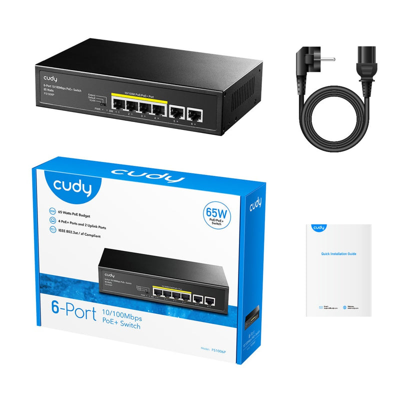 Afbeelding laden in galerijviewer, Cudy 6-port 10 100m poe+ switch (zwart)
