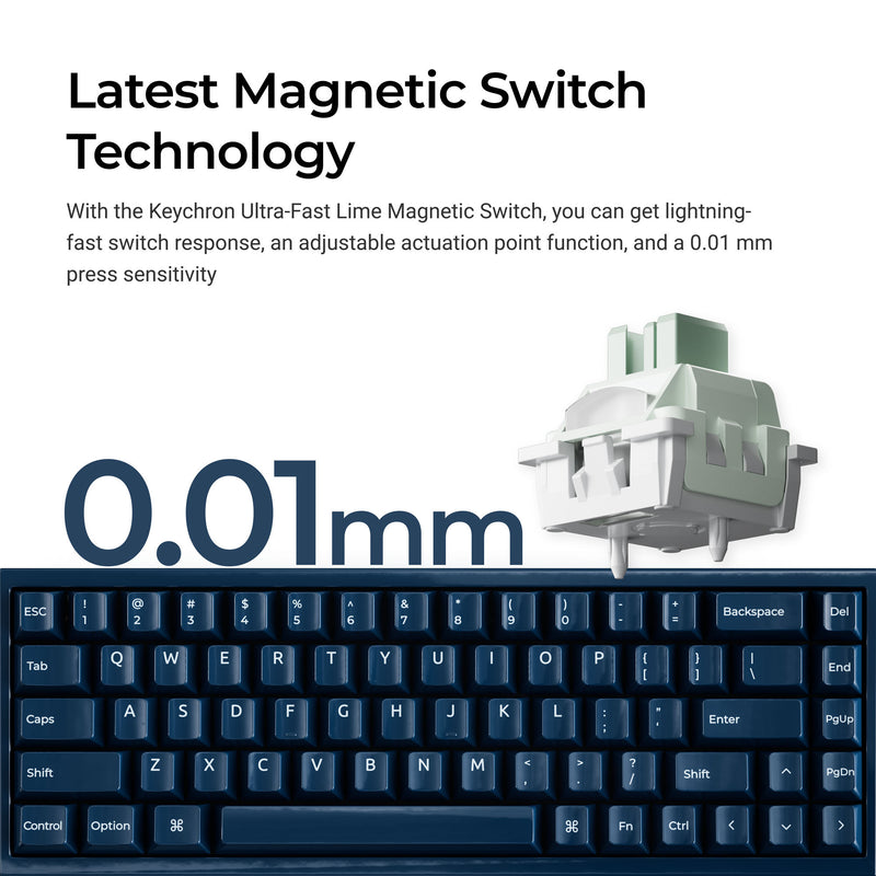 Afbeelding laden in galerijviewer, Keychron q16 he 8k magnetic switch keyboard (blauw, us lay-out (qwerty), ultra-fast lime, 65%, rgb, hot swap, 8k)
