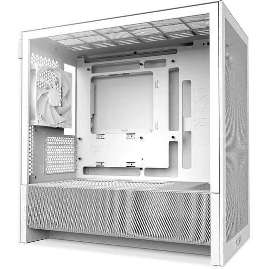 Nzxt h3 flow midi tower behuizing (wit (mat) | 1x usb-a | 1x usb-c | tempered glass)