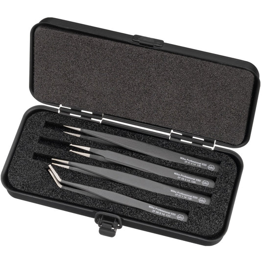 Wiha smd-pincetset professional esd grijptang (zwart)