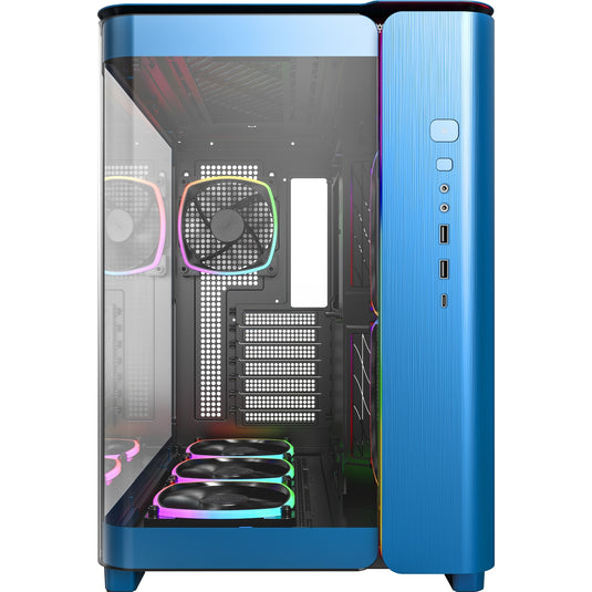 Montech king 95 pro midi tower behuizing (blauw | 2x usb-a | 1x usb-c | rgb | tempered glass)