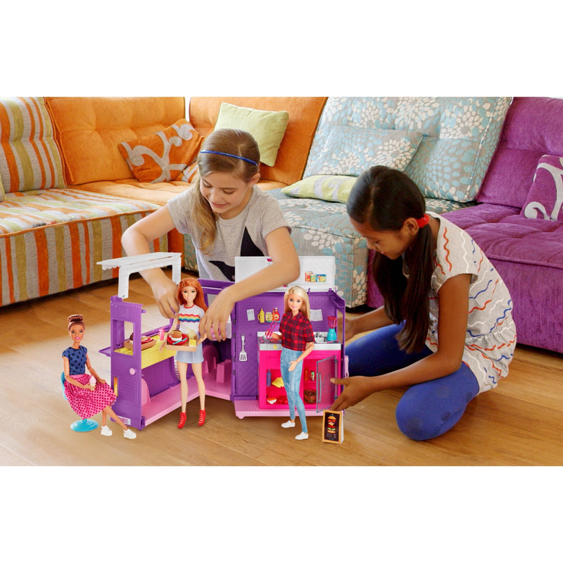 Afbeelding laden in galerijviewer, Barbie fresh 'n' fun food truck poppen accessoires
