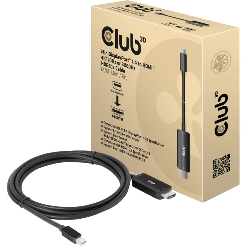 Afbeelding laden in galerijviewer, Club 3d mini displayport 1.4 naar hdmi kabel (zwart, 1,8 meter)
