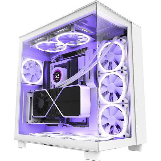 Nzxt h9 elite midi tower behuizing (wit | 2x usb-a | 1x usb-c | rgb | tempered glass)
