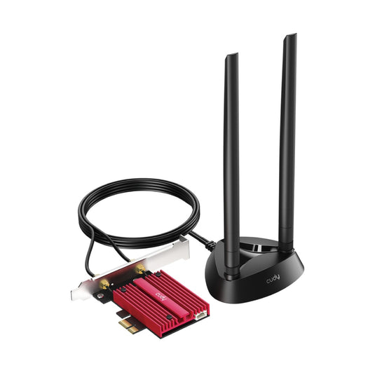 Cudy ax5400 wi-fi 6e bluetooth 5.3 pci-e wlan adapter (rood)