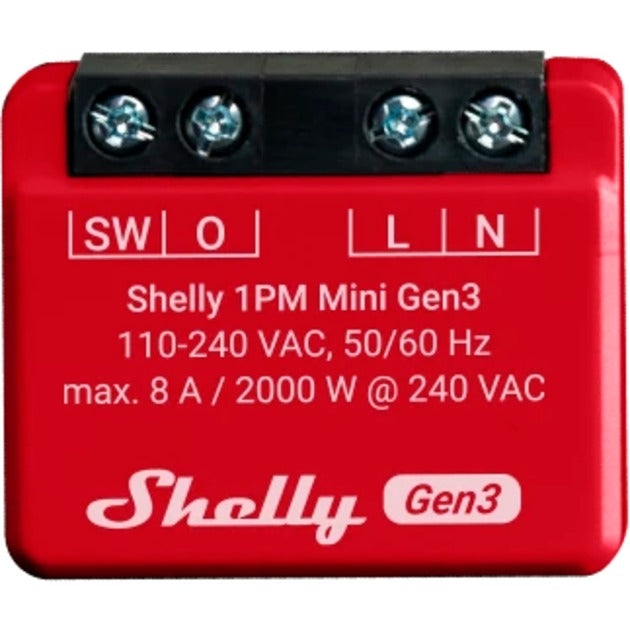 Afbeelding laden in galerijviewer, Shelly plus 1pm mini gen3 relais (rood zwart, wifi)
