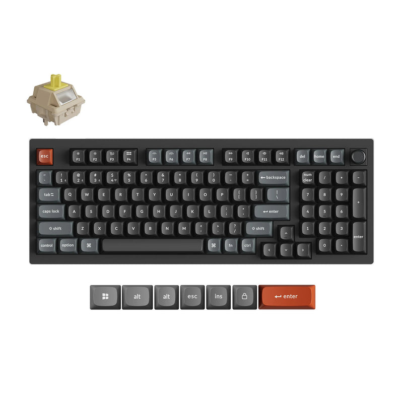 Afbeelding laden in galerijviewer, Keychron v5 ultra 8k wireless custom mechanical keyboard (zwart, us lay-out (qwerty), silk pom banana, 96%, rgb, hot swap, 2.4 ghz | bluetooth 5.3 | usb-c)

